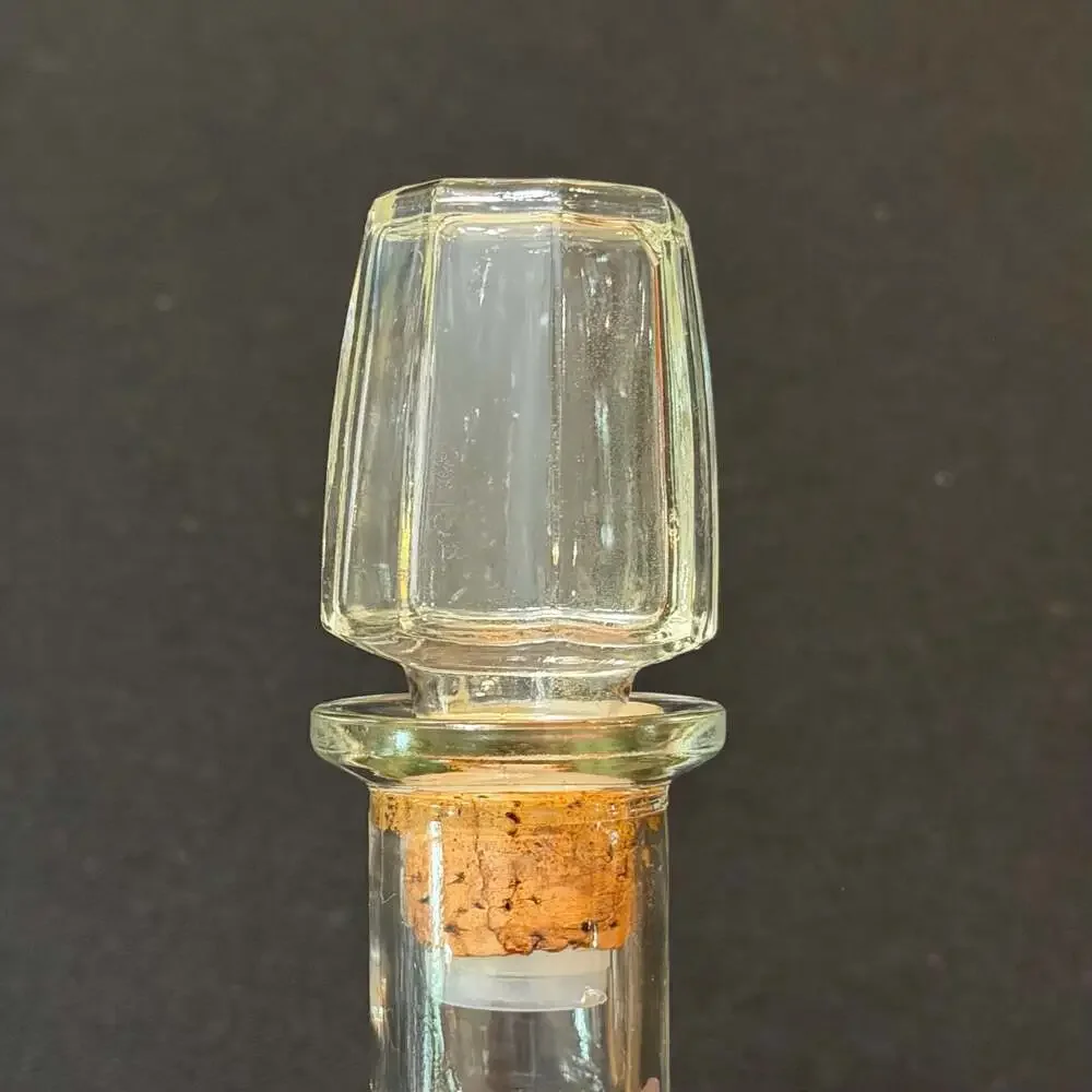 Vintage Octagonal Glass Decanter Bottle with Cork Stopper